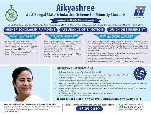 Aikyashree Scholarship Online Application form Sumit