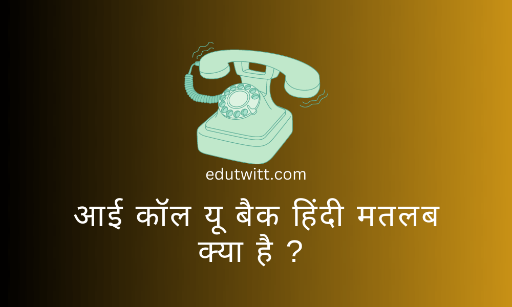 I Call You Back Meaning in Hindi – आई कॉल यू बैक हिंदी मतलब क्या है ?