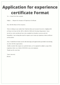 Experience letter format | Experience Certificate