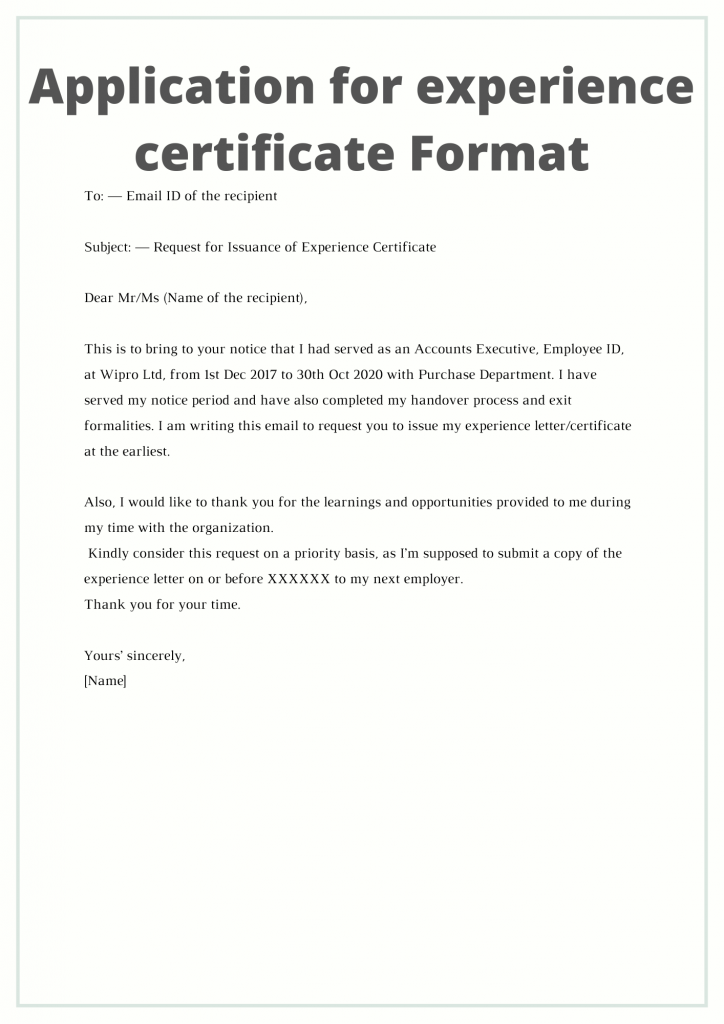 Experience letter format | Experience Certificate 